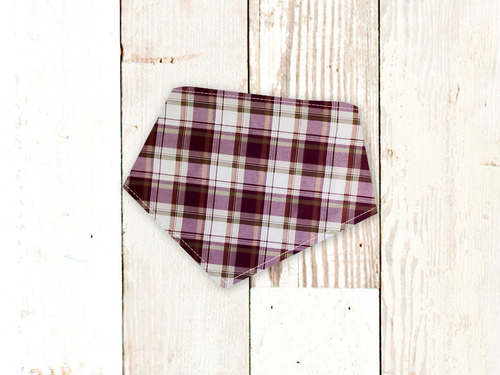 Plum Tartan Plaid FLANNEL Dog Bandana