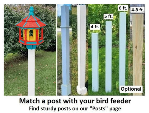 Weather Resistant Gazebo Bird Feeder - Amish Handmade - Poly Lumber - Large Feeding Opening - Medium/Large - Bird Feeder For Outdoors