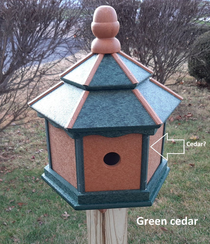 Amish Poly Gazebo Birdhouse with 3 Nesting Holes – Durable Outdoor Bird House (Post Not Included)