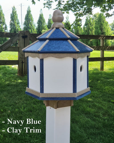 Amish Poly Gazebo Birdhouse with 3 Nesting Holes – Durable Outdoor Bird House (Post Not Included)