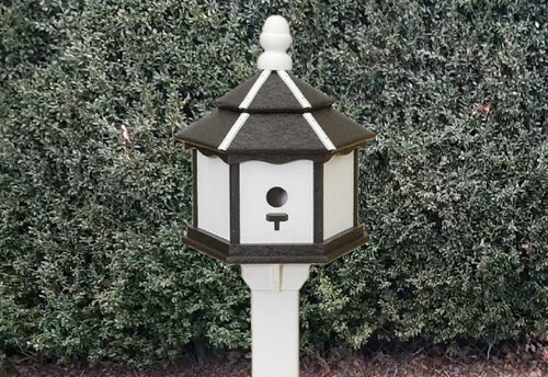 Amish Poly Gazebo Birdhouse with 3 Nesting Holes – Durable Outdoor Bird House (Post Not Included)