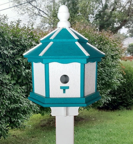 Bird House Poly Amish Made Gazebo Birdhouse 3 Holes with 3 Nesting Compartments - Post Not Included
