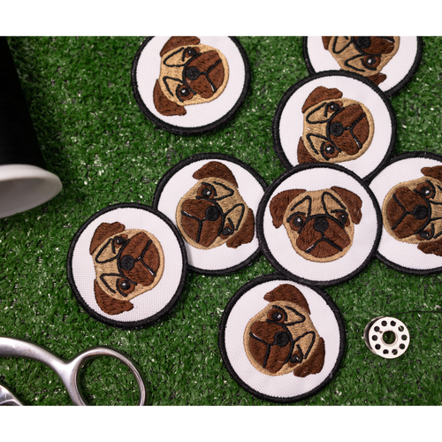 Pug Face Circle Patch