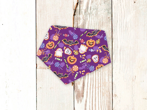Purple Halloween Treats Dog Bandana