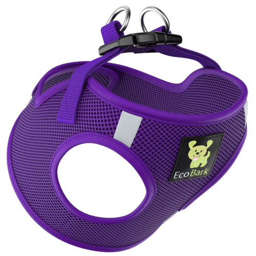 EcoBark Step In Dog Harness - XXXS to Small Breeds- Reflective Soft Mesh Harness for Teacup, Small Dogs and Puppies / Purple