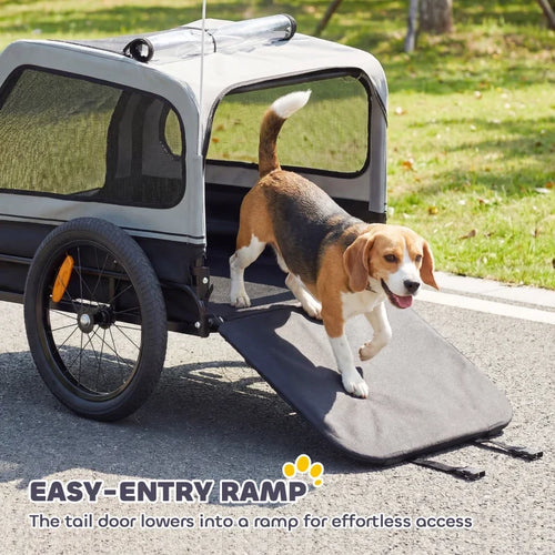 Dog Bike Trailer for Small & Medium Dogs, Universal Bicycle Coupler, Flip-Down Ramp Tailgate