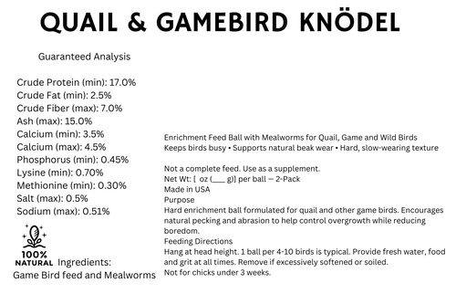 Quail & Gamebird Knödel — Enrichment Feed Ball with Mealworms 2 pack