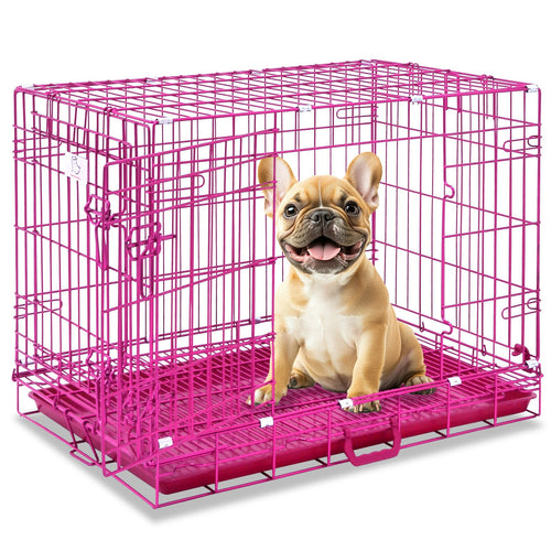 24-42 Collapsible Pink Dog Crate RED24-42