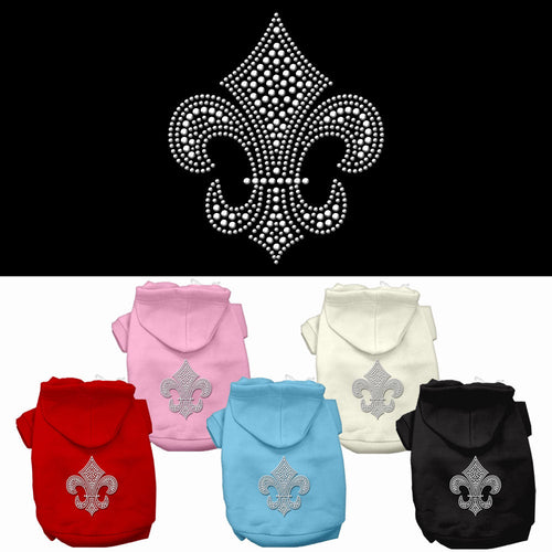 Silver Fleur De Lis Rhinestone Pet Hoodie