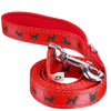 EcoBark Cherry Red Dog Leash- Padded Comfort Grip Leash with Dog Pattern - 4 ft, 5 ft, and 6 ft Leash for Small and Medium Dogs