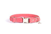 Rolled Style Pink Leather Quick-Release Dog Collar