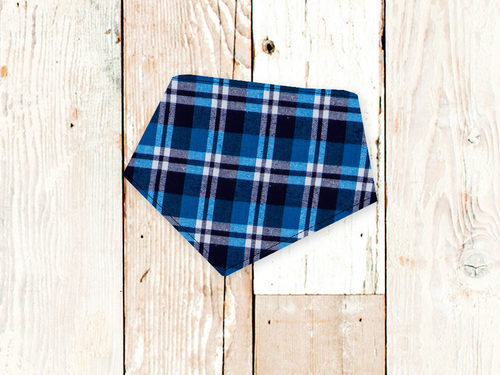 Royal Blue Plaid FLANNEL Dog Bandana