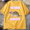 Yas Queen Slay T Shirt Humor Funny Cotton Short Sleeve Rat T-Shirt Men's Clothing Harajuku Retro Oversized Cotton T Shirt