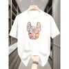 French Bulldog Pattern Printed Fashionable Men's Short-sleeved High-quality Pure CottonBreathable T-shirt for Outdoor Daily Wear