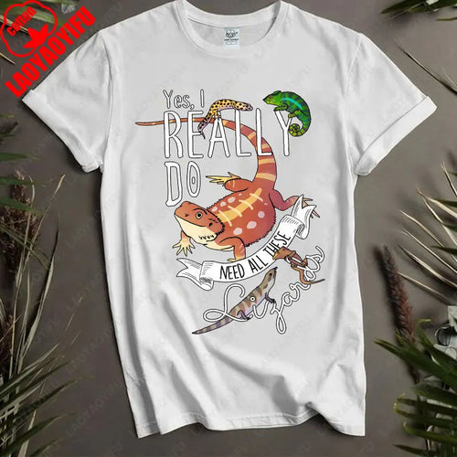 Funny Lizard Cotton Clothing Women Men Reptile Lover Gift Tops Pet Bearded Dragon Leopard Gecko Chameleon Cute Graphic Tshirt