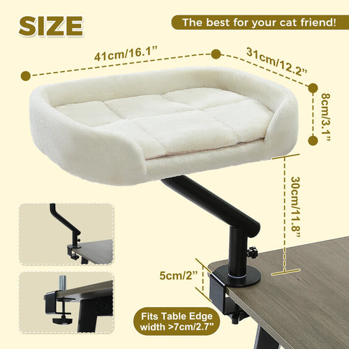 Cat Desk Bed, 360 Rotatable Cat Bed Stand for Indoor Cats, Adjustable Cat Basket, Cats Hammock for Table, Soft Cat Bed for Desk
