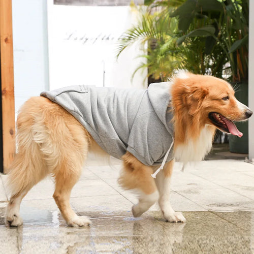 Pet Hoodies for Large Dogs Spring and Autumn Fleece Golden Retriever Sweatshirt with Hat and Zip Pocket  Pet Clothing