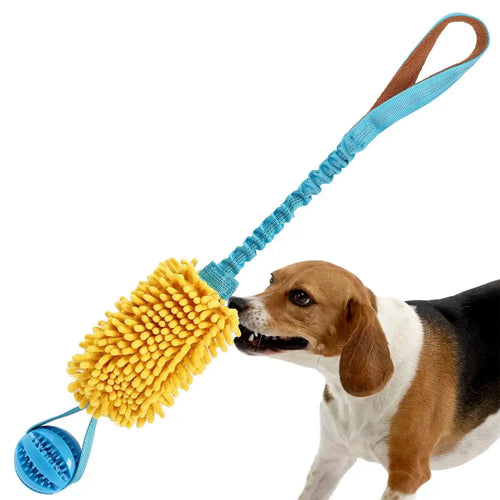 Interactive Squeaky Dog Rope Toy with Elastic Drawstring