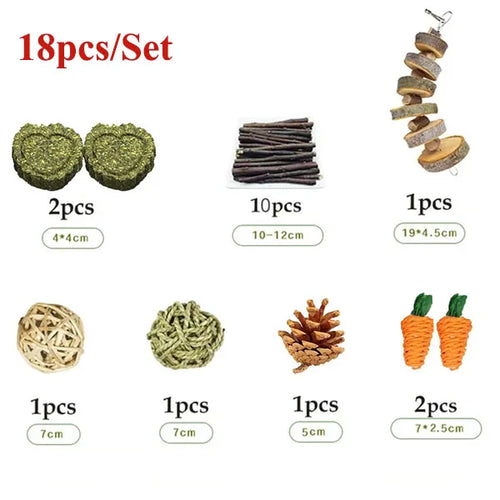 Rabbit Guinea Pig Dragon Cat Chew Toys Tooth Cleaning Toy for Bunny Hamster Tooth Grinding Set Pet Tooth Grinding Snacks