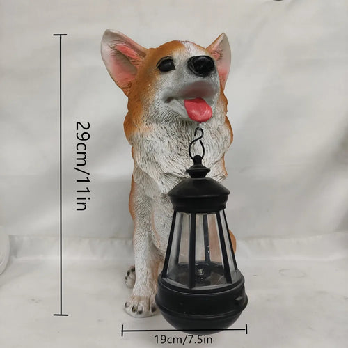 GoldenRetriever GermanShepherd  Rottweiler,Statue Outdoor with SolarLed Home GardenDecoration Windproof Lamp RealisticDog Decor