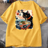 Kawaii Cat Anime Tshirt Ramen Japanese Funny Graphic Tee Kawaii Noodle Cat Tee Shirt Man Short Sleeve T-shirt Harajuku Clothes