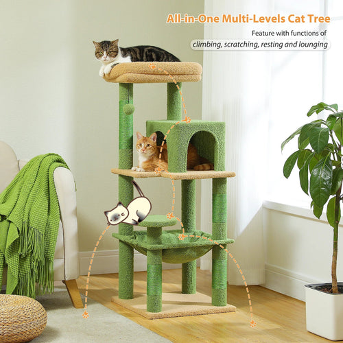 PAWZ Road Cactus Cat Tree Tower for Large Cats - Green 56