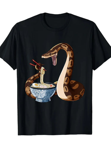 Funny Japanese Kawaii Ramen Snake Ball Python T-Shirt - T-Shirt