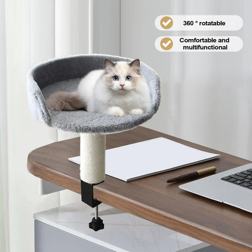Cat Desk Bed 360 Rotating Hammock for Cat Desk Clamp Kitten Bed for Kittens Pets Animals Indoor Home Apartment Living Room