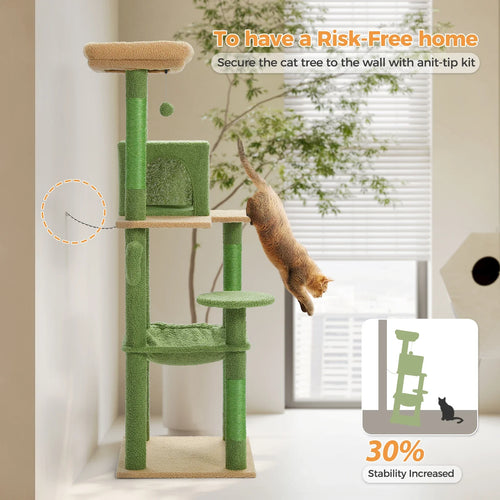 PAWZ Road Cactus Cat Tree Tower for Large Cats - Green 56