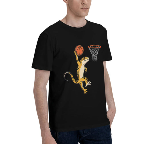 Leopard Gecko Playing Sports Lizard & Reptiles Basketball Men T-Shirt Clothes  Tees Short Sleeve fugees 100% Cotton