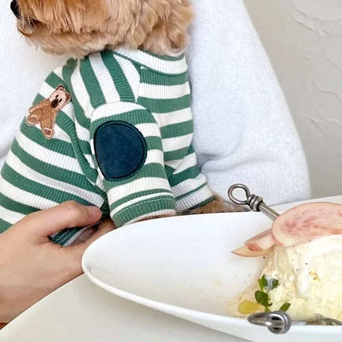 Black Striped Pet Dog Clothes Summer Cartoon Teddy T-shirt Yorkshire Two Leg Clothes Small Dog Soft Pullover