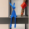 25cm Sitting Rabbit Figurine Long-legged Bunny Resin Statue Animal Sculpture Home Office Bookshelf Desktop Easter Decor Ornament