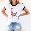 Golden Retriever Love Butterfly Animal Printed T Shirt Girls Watercolor Kawaii Dog Tshirt Summer Tops Fashion Solid T-Shirt