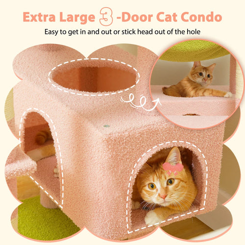 Pequlti 72 Multi-Level Cat Tree Tower with Condo & Hammock