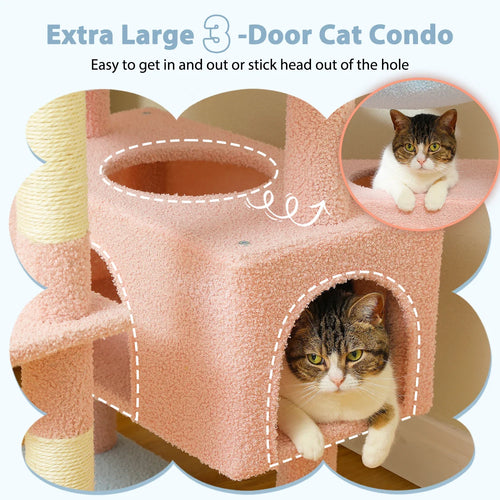 Pequlti 72 Multi-Level Cat Tree Tower with Condo & Hammock