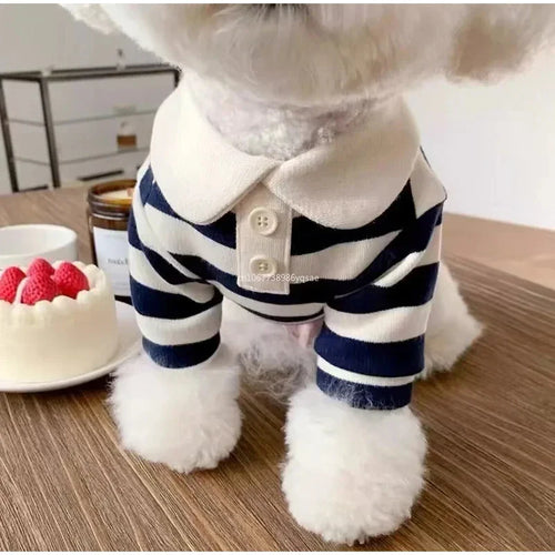 Striped Dog Shirt for Small Dogs Breathable Cotton Pet T-Shirt for Teddy Bichon Schnauzer Spring Summer Autumn Puppy Clothes