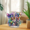 Colorful 2D Acrylic Cat Figurine - Modern Desktop Sculpture 9.8