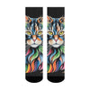 Rainbow Maine Coon Cat Themed Men's Mid-Calf Socks Non-Slip Skin-Friendly Soft Funny Stylish Streetwear Outdoor Skateboard Socks