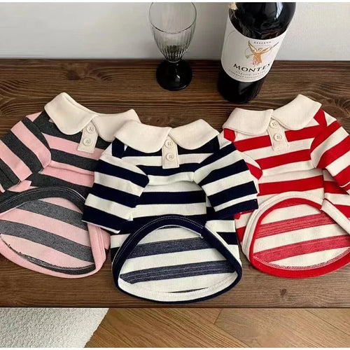 Striped Dog Shirt for Small Dogs Breathable Cotton Pet T-Shirt for Teddy Bichon Schnauzer Spring Summer Autumn Puppy Clothes