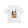 Funny Hamster Meme Graphic T-Shirt Cute K-pop Hamster Headphones Novelty Tee Casual Loose Fit Short Sleeve Top for Men Women