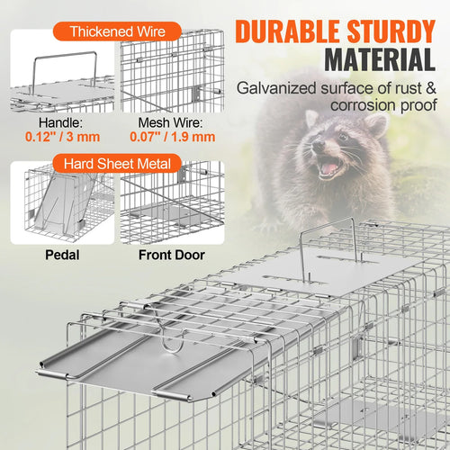 SucceBuy Live Animal Cage Trap - 24x8x8 Folding Humane Trap
