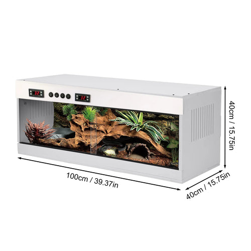 Stackable Reptile Terrarium, PVC Bearded Dragon Enclosure – Tempered Glass Tank for Amphibians Reptilians Arachnids Pets Habitat