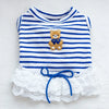 Pet Thin Striped Dress Dog Teddy Small Dog Yorkshire Lace Vest Dog Dresses for Small Dogs Puppy Clothes