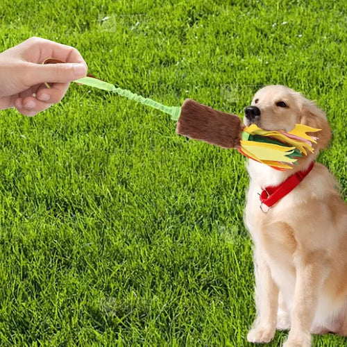 Interactive Squeaky Dog Rope Toy with Elastic Drawstring