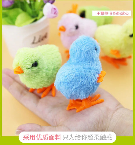 Pet Cat Toys Jumping Walking Hopping Cartoon Plush Chicken Clockwork Cat Interative Playing Toy Wind Up Chick Kitten Supplies