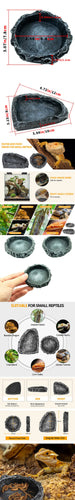 Reptile Feeding Water Bowl Realistic Stone Texture Safe Durable for Bearded Dragons Small Reptiles SYXZS03