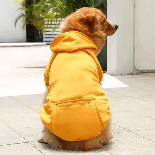 Pet Hoodies for Large Dogs Spring and Autumn Fleece Golden Retriever Sweatshirt with Hat and Zip Pocket  Pet Clothing
