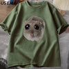 Sad Hamster T Shirt Funny Cute Cat Hamster Meme Trend T-shirt for Men Women Cotton T-shirt Summer Short Sleeve Unisex Tee