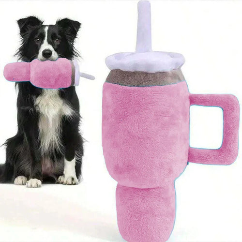 Pet Companion Pink Giant Tumbler Cup Plush Squeaky Dog Toy