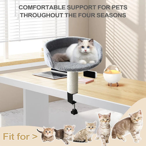 Cat Desk Bed 360 Rotating Hammock for Cat Desk Clamp Kitten Bed for Kittens Pets Animals Indoor Home Apartment Living Room
